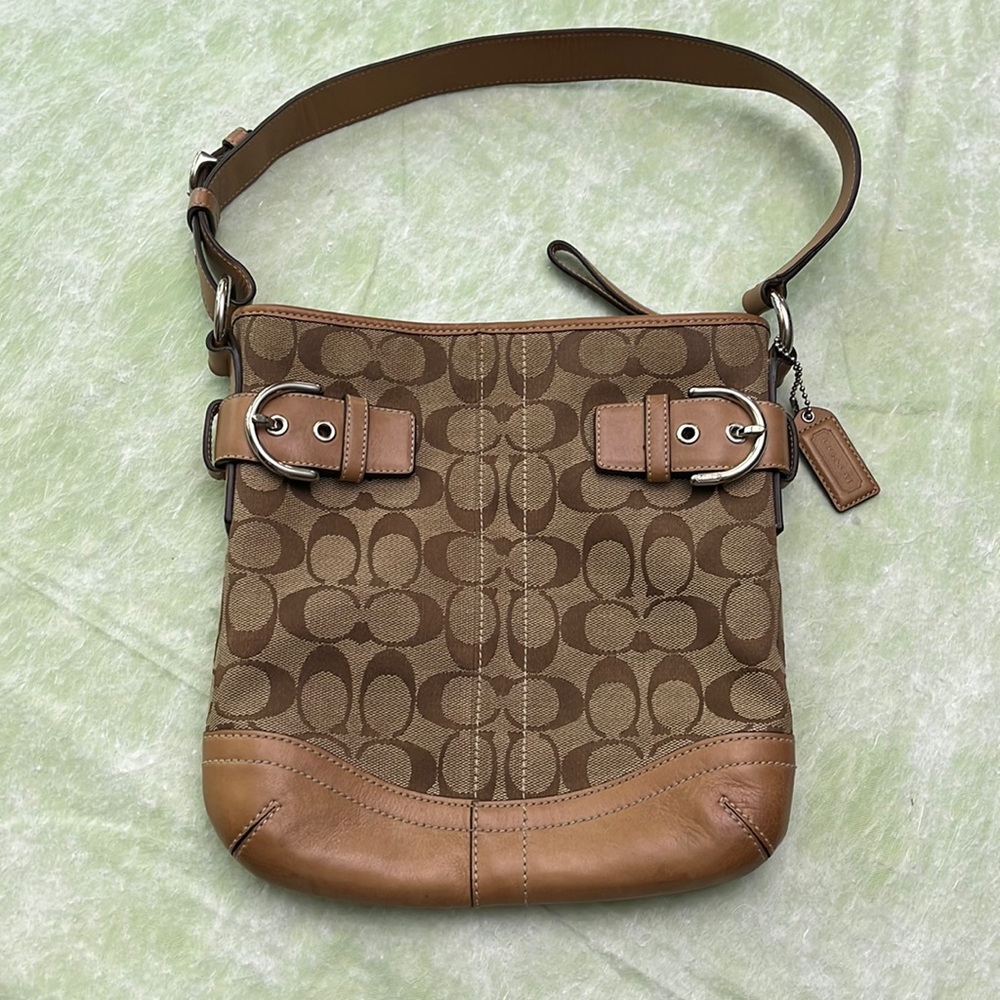 Coach Signature Print Woven Bag